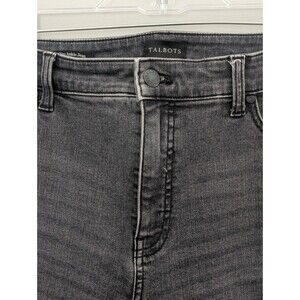 Talbots Slim Ankle Denim Jeans Women's Size 14P Black Curvy Stretch Cutoffs